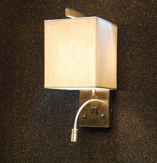 hotel bedroom brushed nickel wall light with led fabric shade outlet switch