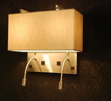 hotel brushed nickel wall lamp with switch outlet